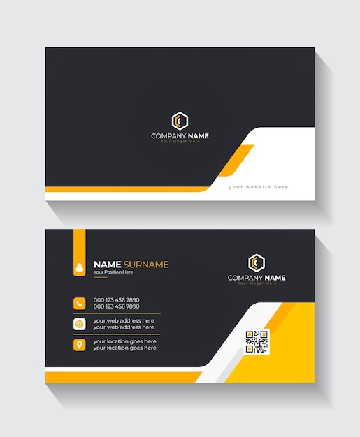 Professional abstract creative business card template with orange details