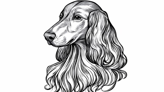 Vector professional afghan hound cute dog breed icon portrait doodle