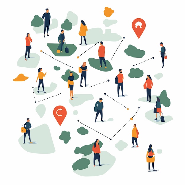 Vector professional assembly point and gathering location vector illustration