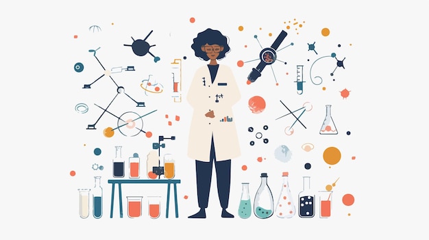 Professional Attractive Scientist in Laboratory Mixed Media Flat