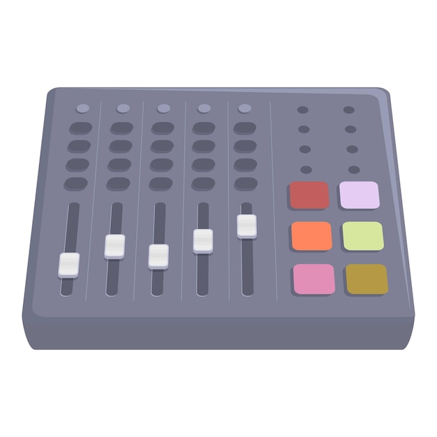 Vector professional audio mixer with faders and buttons for music production