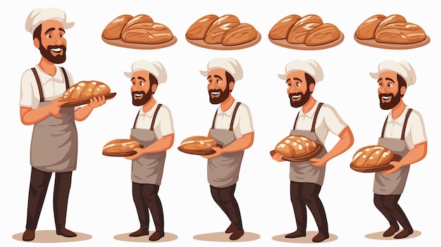 Vector professional baker man character illustration on white background