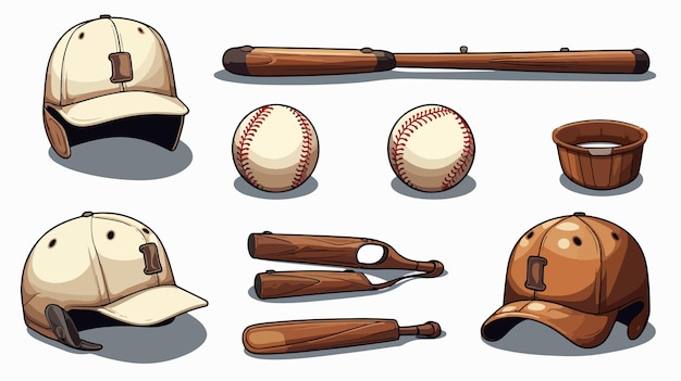 Vector professional baseball equipment cartoon vector illustration