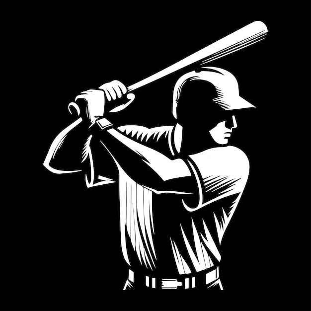 Professional baseball player vector silhouette Athlete black icon