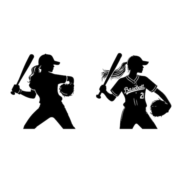 Vector professional baseball player vector silhouette athlete black icon