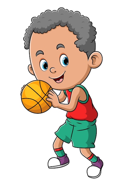 The professional basket ball player is holding the ball of illustration