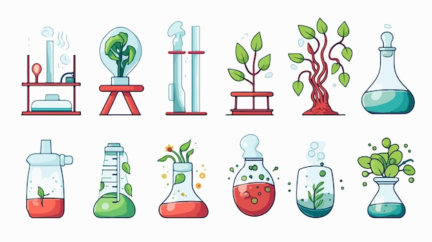 Vector professional biology and chemical laboratory icons vector illustration