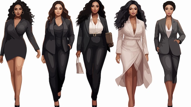 Professional Black Business Women in Smart Attire Set