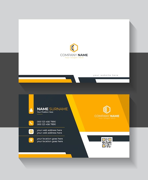 professional black and orange Modern business card template vector template for business