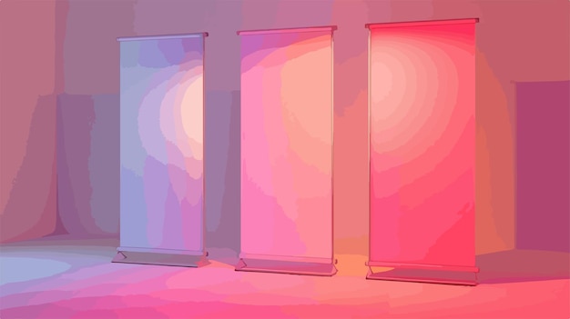 Vector professional blank rollup banner mockup display isolated in colorful background