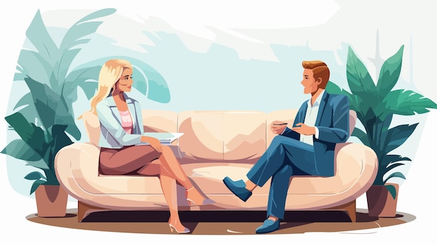 Professional Blond Businesswoman Discussing with Colleague in Office