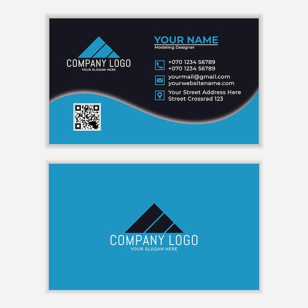 Professional Blue Business Card Template Free Vector