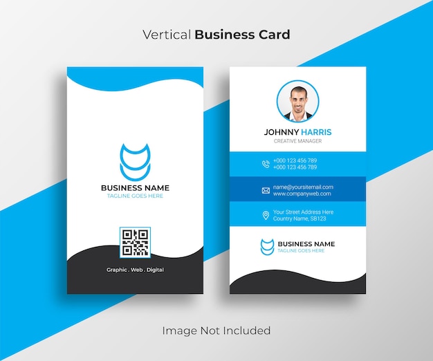 professional blue vertical business card template and Id card