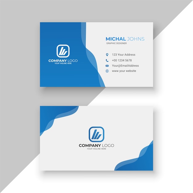 Professional blue wavy business card design