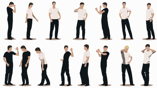 Vector professional body language insights people actions postures by man