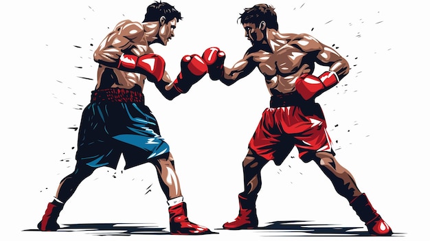 Vector professional boxing game illustration on white background