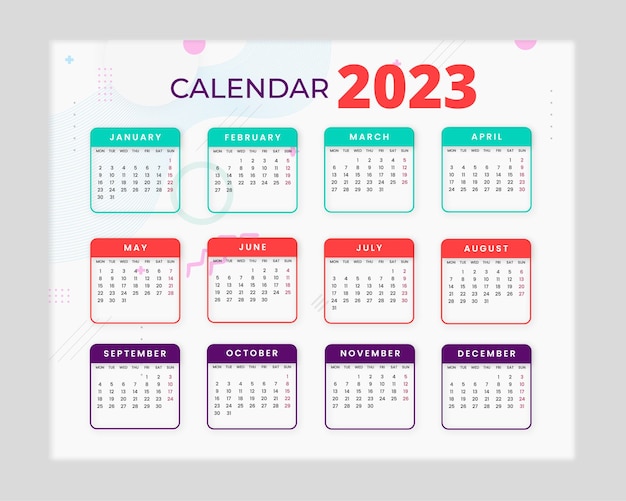 Professional business 2023 calendar design style