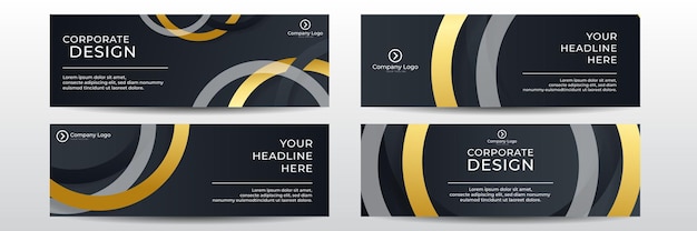 Professional business banners with image space in gold and black color. Luxury banner template