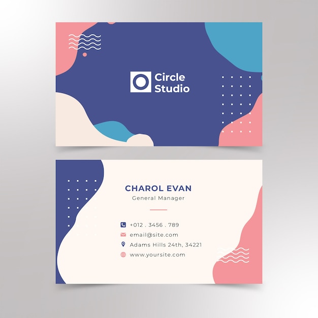 professional business card design and memphis business card premium vector