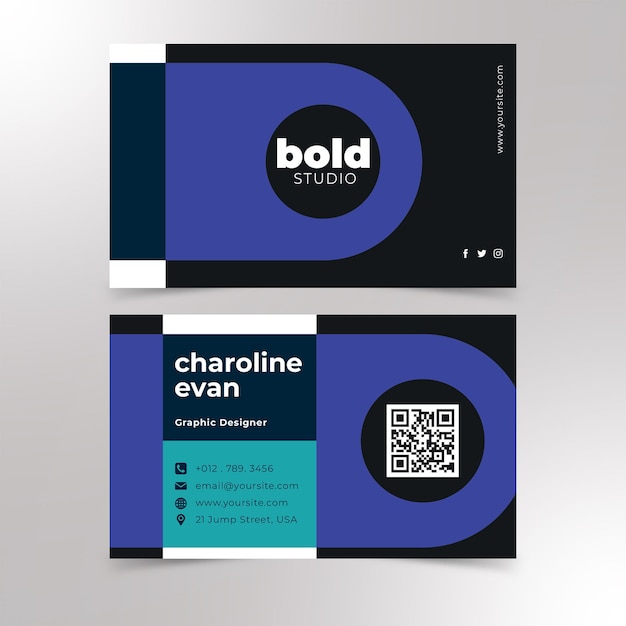 professional business card design and memphis business card premium vector