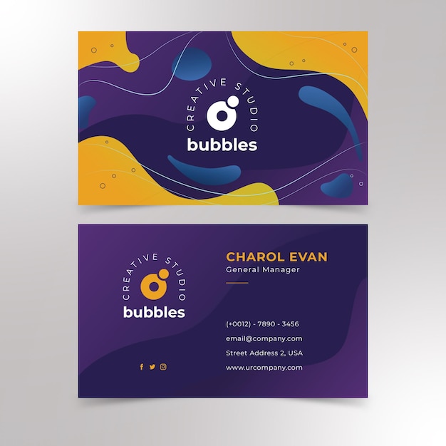 professional business card design and memphis business card premium vector