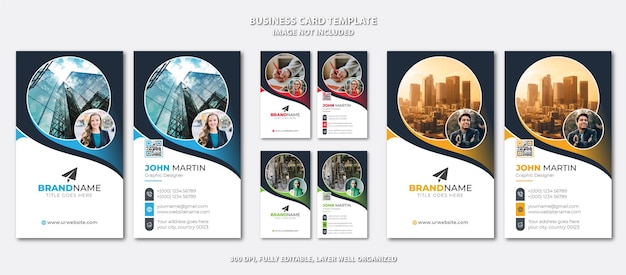 Professional Business Card Template with Creative Shapes and Idea