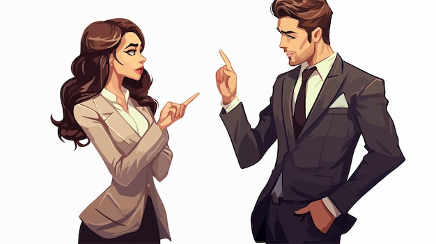 Professional Business Couple Communication Cartoon Vector Illustration