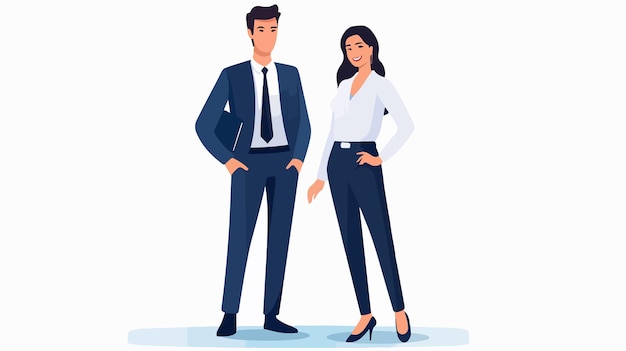 Vector professional business couple standing on white background vector illustration