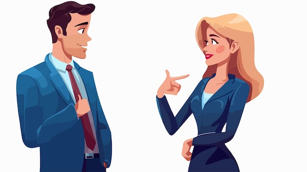 Professional Business Couple Talking Avatar Characters Cartoon Illustration