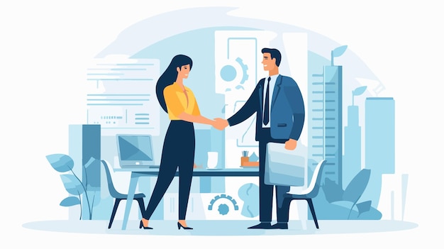 Vector professional business deal man and woman handshake concept