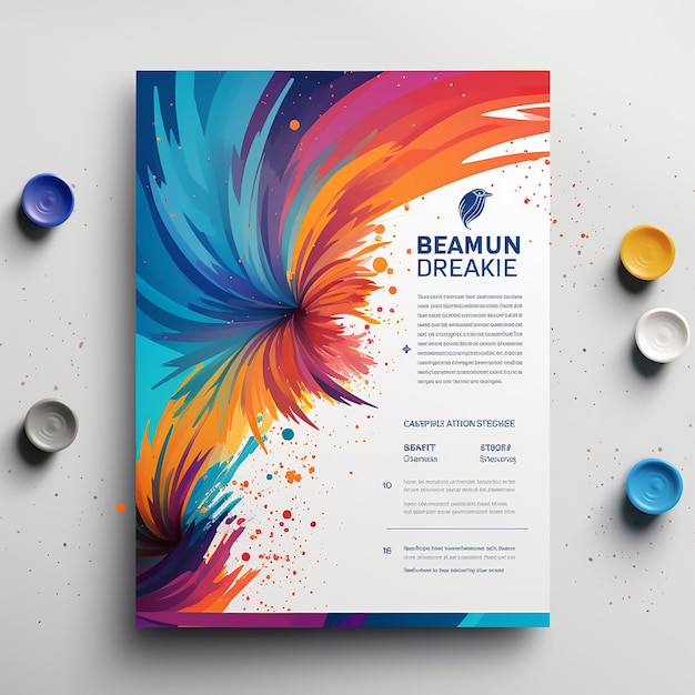 Professional business flyer with coloured powder explosions