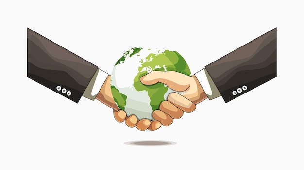 Vector professional business handshake on green world background