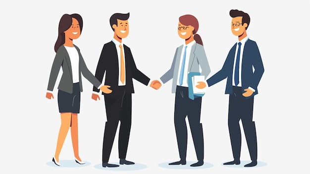 Professional Business People Shaking Hands in Negotiations and Meeting