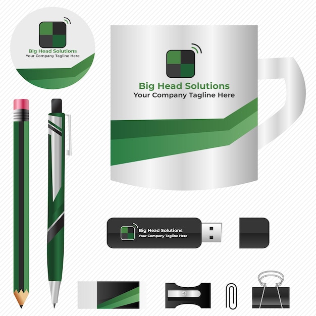 Vector professional business stationery items set in modern color styles