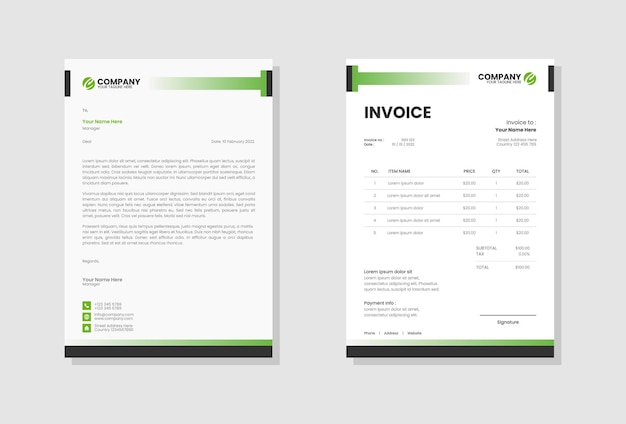 Professional Business stationery letterhead and invoice template