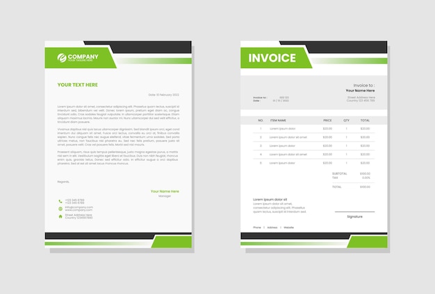 Professional Business stationery letterhead and invoice template