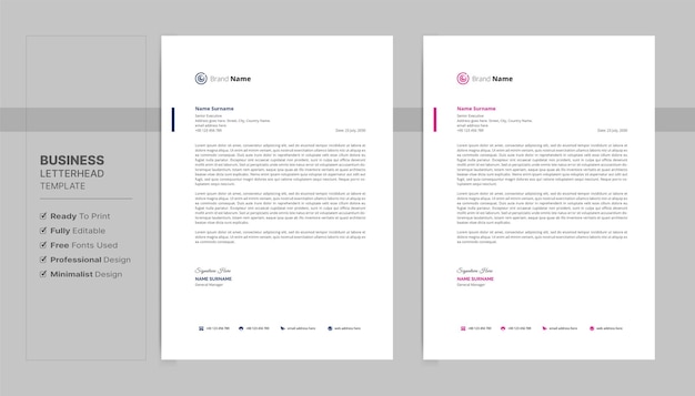 Vector professional business style letterhead design template