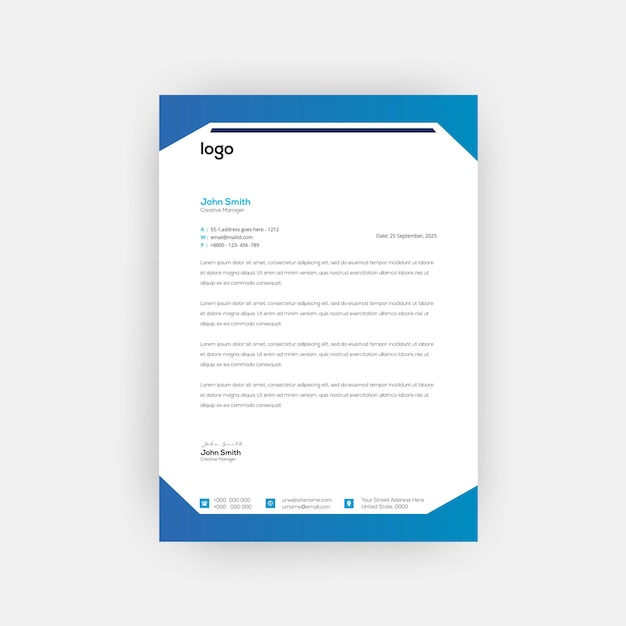 Professional business style letterhead template design