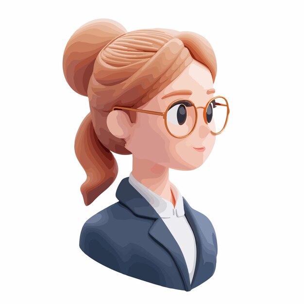 Vector professional business woman profile 3d vector illustration