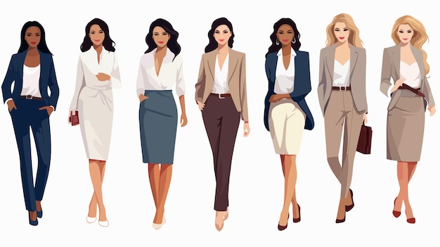 Vector professional business women vector collection for modern presentations