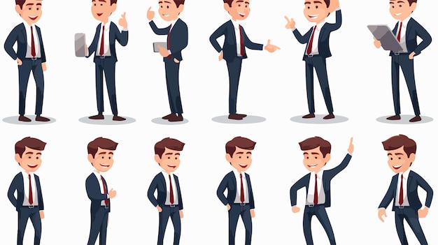 Professional Businessman Cartoon Character Poses Collection