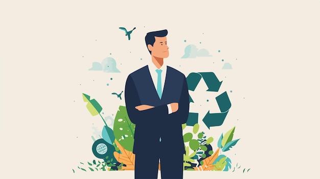 Vector professional businessman and ecology concept vector illustration