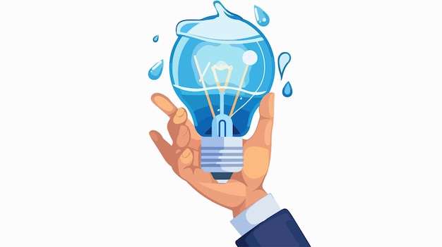 Vector professional businessman holding illuminated light bulb concept