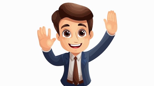 Vector professional businessman waving cartoon vector illustration isolated