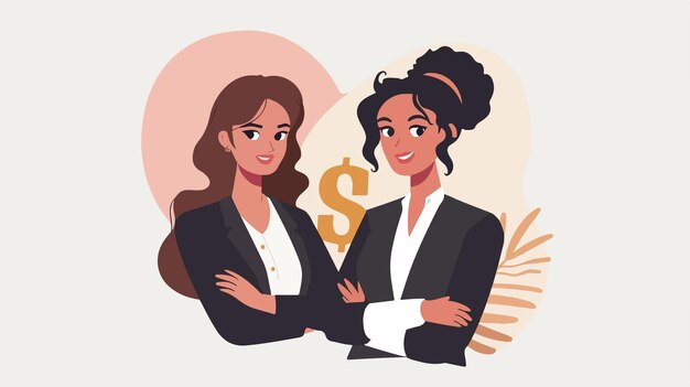 Vector professional businesswomen avatar character with dollar sign symbol vector illustration