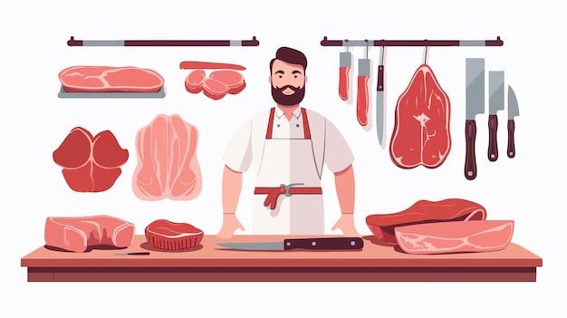 Vector professional butchery theme vector illustration design for marketing campaigns