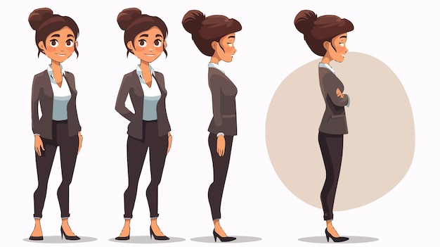 Professional Cartoon Illustration of Business Woman Standing