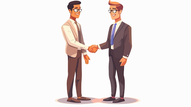 Vector professional cartoon image of two businessmen shaking hands in flat design