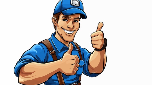 Professional Cartoon Plumber Auto Mechanic Service Character