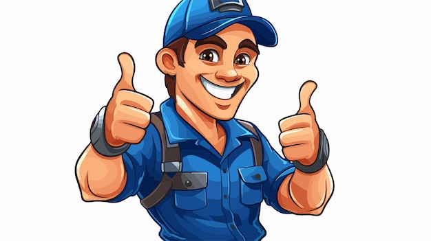 Professional Cartoon Plumber Auto Mechanic Service Character